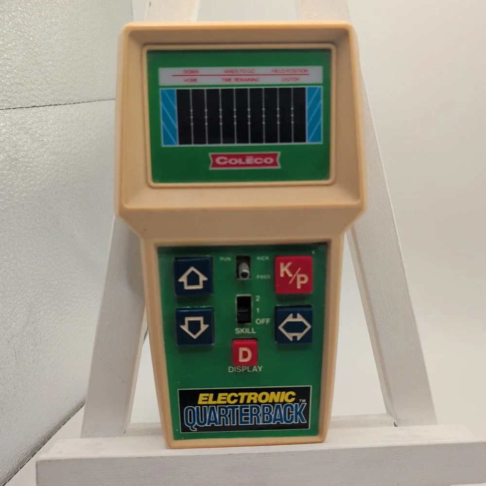 Coleco Handheld Game Tan Electronic Quarterback Football 1978 Vintage